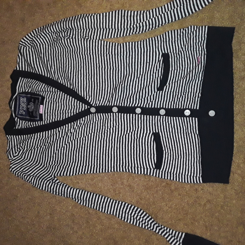Pink striped cardigan
